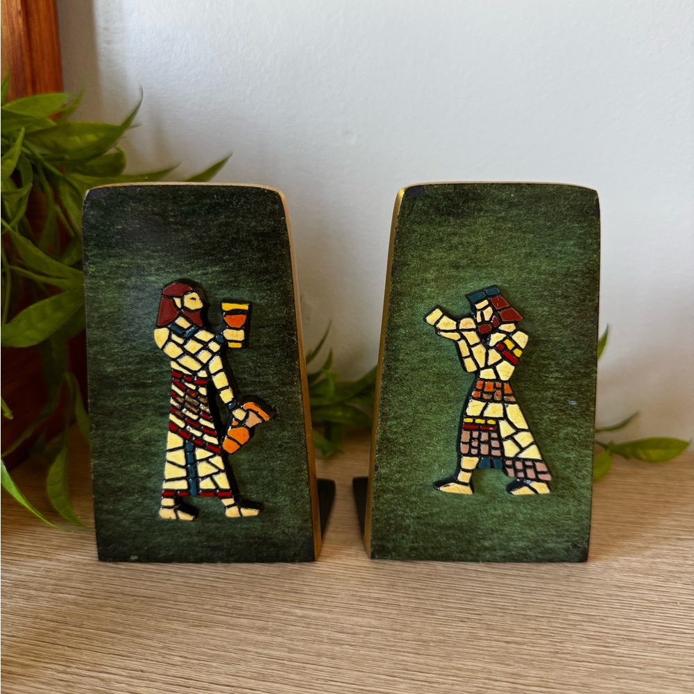 Mosaic Design Green Bookends